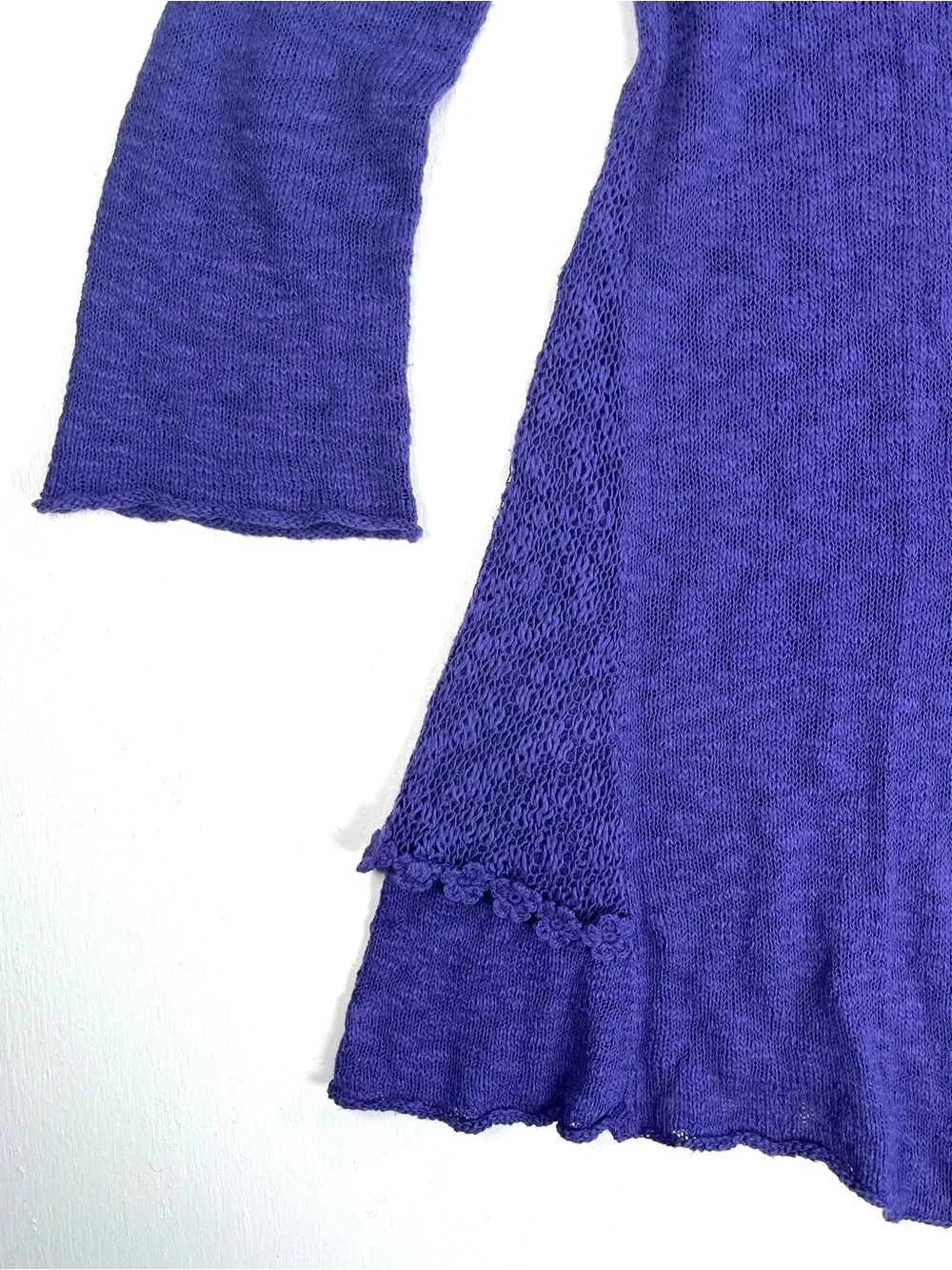 Yumi Diseños Y2K Purple Knit Duster Cardigan Crochet Cotton Sweater M/L Bolivia